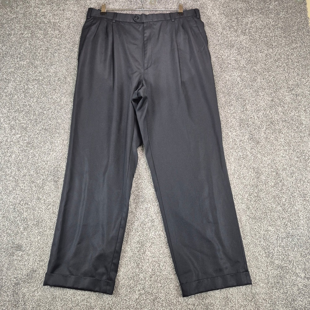 Zanella Alter Dress Pants Mens 36 Black Wool Pleated Cuffed Made in Italy